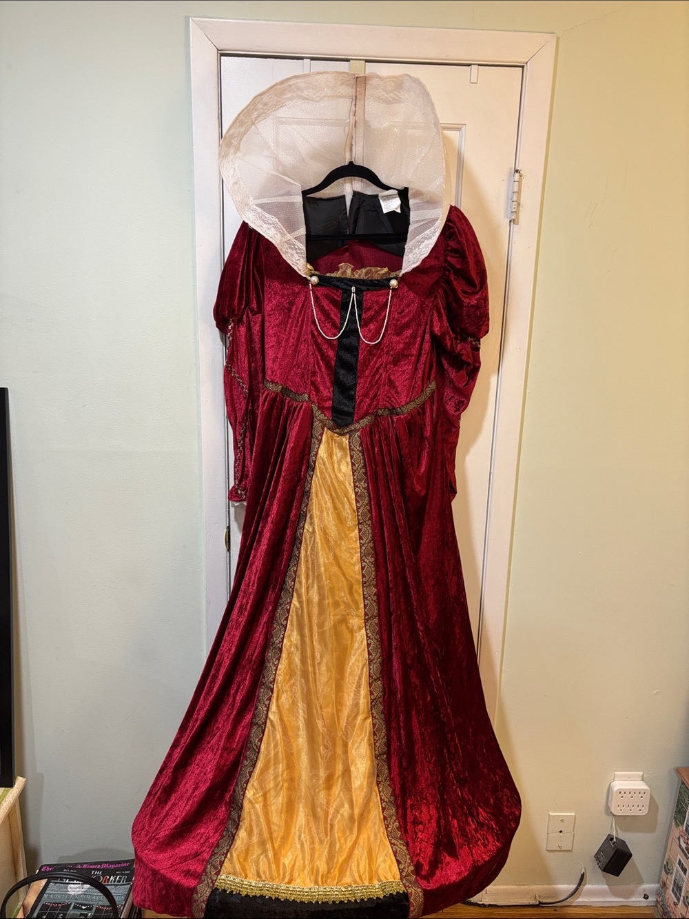 Burgundy and Gold Velvet Medieval Princess Costume